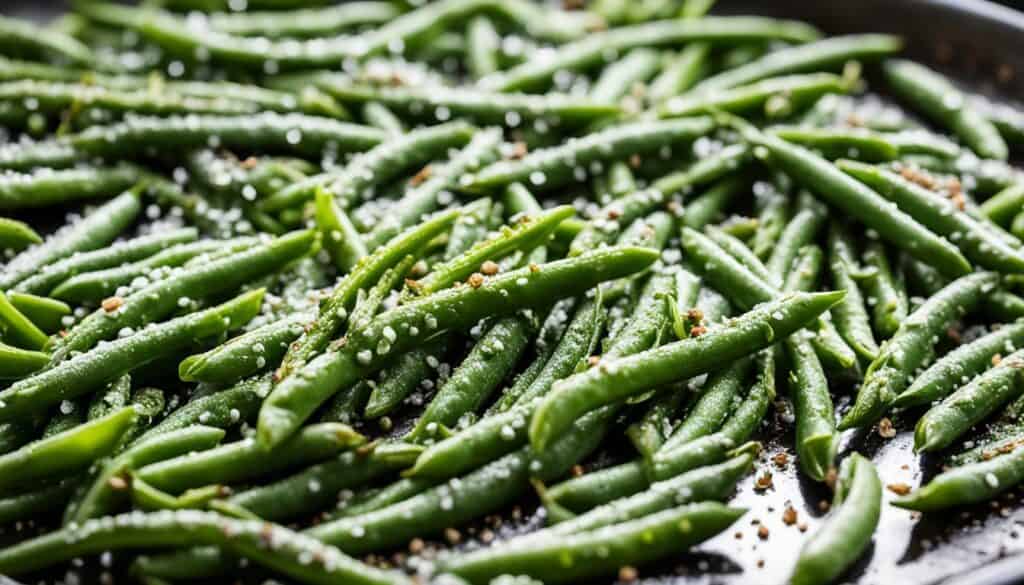 Roasted frozen green beans